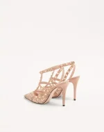 Valentino Rockstud Lace Pump With Straps 100Mm - Image 4